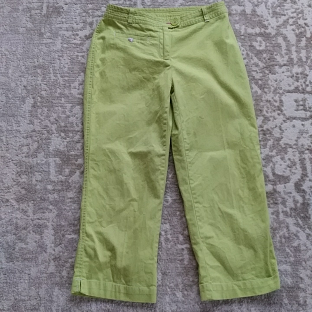 Crazy Horse Stretch Capri Cropped Lime Pants 4 Petite Gem